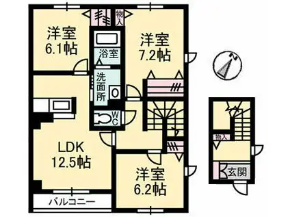 メゾン・ジャスミン(3LDK/2階)の間取り写真