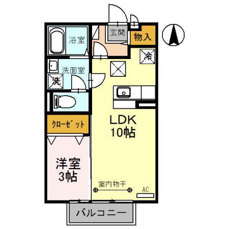 ボナチーア(1LDK/1階)の間取り写真