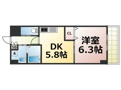 ハイツ栄和(1DK/3階)の間取り写真