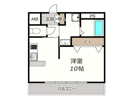 ベージョフロレスタ松崎町(1K/6階)の間取り写真