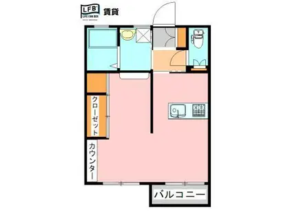 スカイ・コンフォート(ワンルーム/1階)の間取り写真