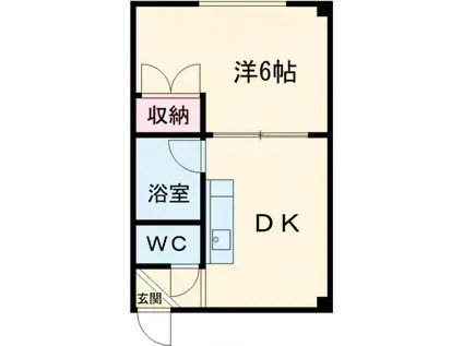 レジデンス静(1DK/4階)の間取り写真