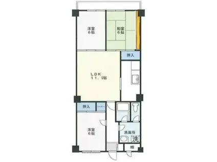 ライオンズマンションロワイヤル北小金(3LDK/4階)の間取り写真