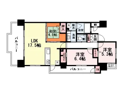 ライブスクエア小倉駅オーシャンテラス(3LDK/5階)の間取り写真