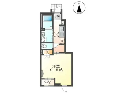 LILY(1K/1階)の間取り写真