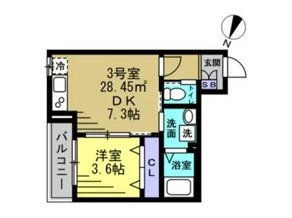 エージェー南流山(1DK/3階)の間取り写真