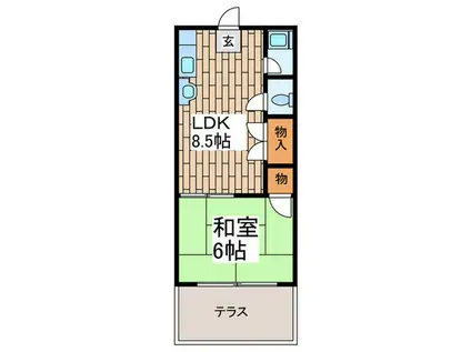池上カオルハウス(1LDK/1階)の間取り写真