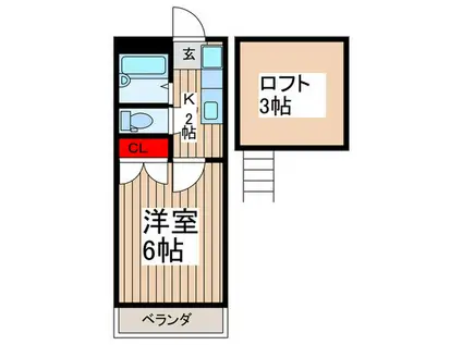 志幸22パピオンA(1K/2階)の間取り写真