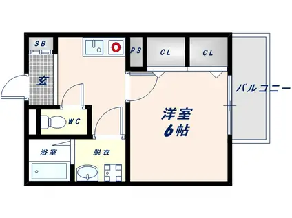 プランドール森河内(1K/1階)の間取り写真