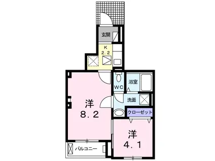 ヴァンベェール22(2K/1階)の間取り写真