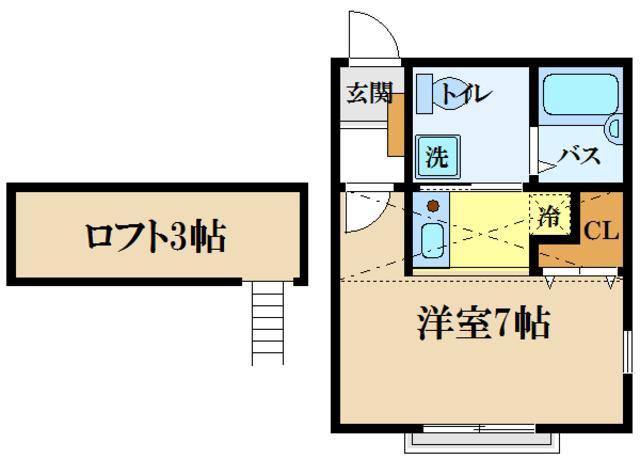 アメリカンリバティー久米川III(1K/2階)の間取り写真