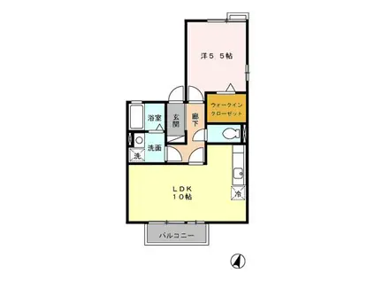 ウィルモア神の倉(1LDK/2階)の間取り写真