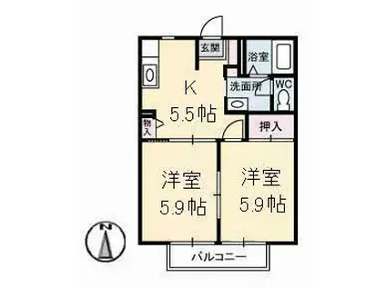 イーストビレッジ坂本A(2K/2階)の間取り写真