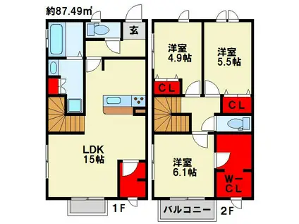 シンフォニア木町(3LDK/1階)の間取り写真