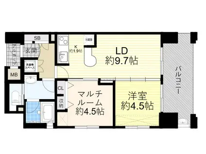 エステムコート京橋セレブⅠポーラスター(1LDK/9階)の間取り写真