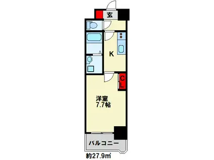 ロイヤルシーサイドテラス(1K/12階)の間取り写真