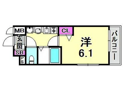 エステムコート神戸西II(1K/4階)の間取り写真