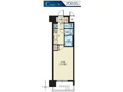 スプランディット南千住(1K/2階)の間取り写真