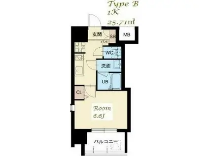 スプランディッド大山(1K/14階)の間取り写真