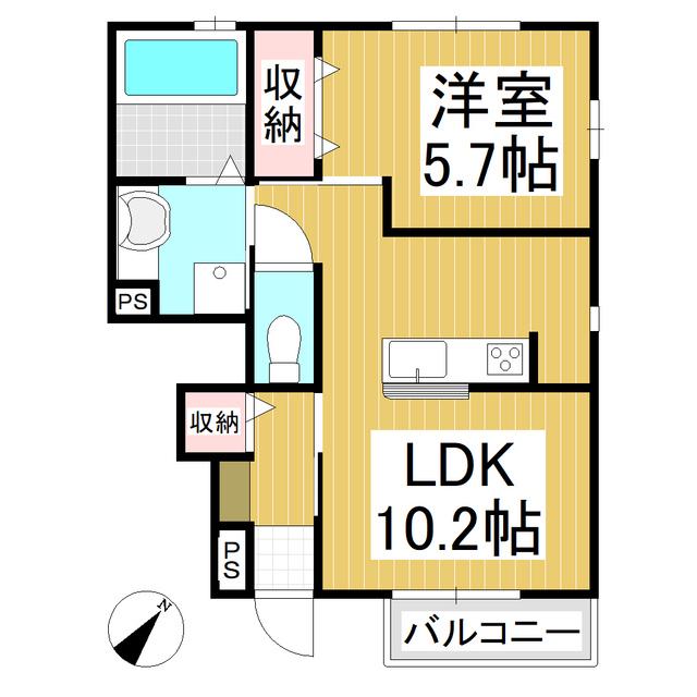 レウニール宮前(1LDK/1階)の間取り写真