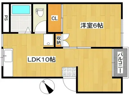 コーポモルゲンロート(1LDK/2階)の間取り写真