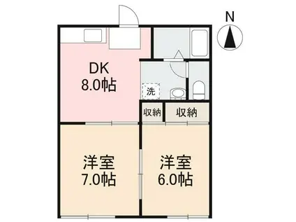 屋島西町レジデンス(2DK/1階)の間取り写真