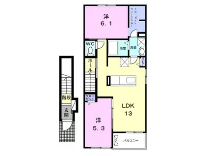 グレート ハイツ ロイヤル VI(2LDK/2階)の間取り写真