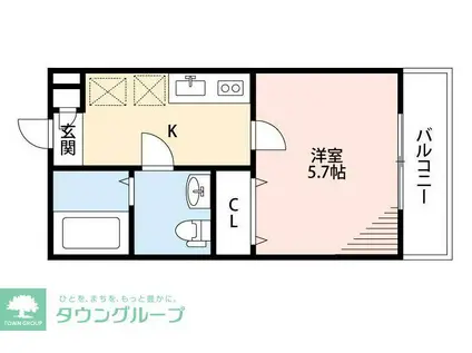 グランフロント本千葉(1K/3階)の間取り写真