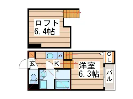 リヴェール大和町(1K/1階)の間取り写真