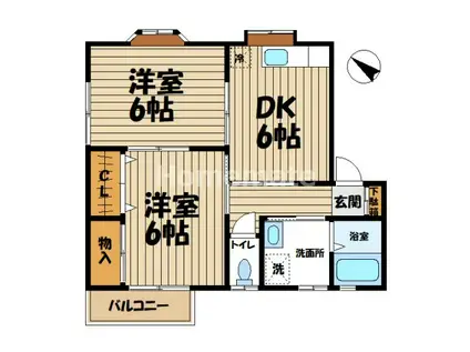 ブランドールカマクラ(2DK/1階)の間取り写真