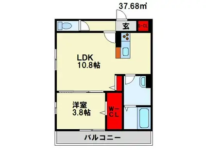 D-ROOM高須南(1LDK/2階)の間取り写真