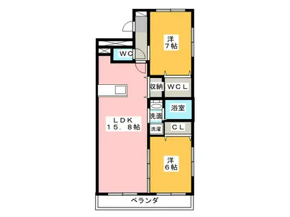 WINGLAND21(2LDK/2階)の間取り写真