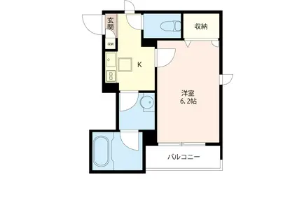 ＪＲ中央線 大久保駅(東京) 徒歩2分 2階建 築7年(1K/2階)の間取り写真