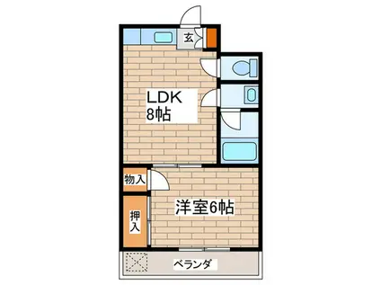 ハイネスシライト(1LDK/2階)の間取り写真