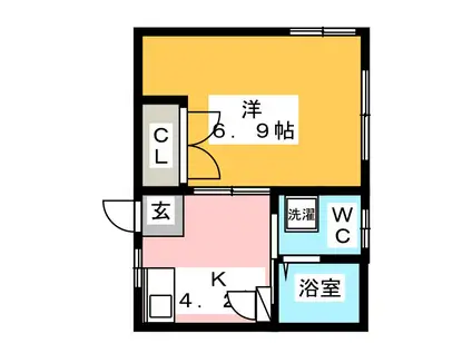 パインヒル10(1K/2階)の間取り写真