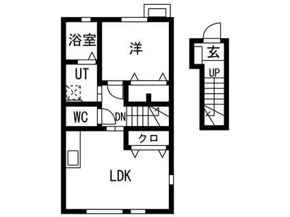 ＪＲ東北本線 六原駅 徒歩20分 2階建 築1年(1LDK/2階)の間取り写真