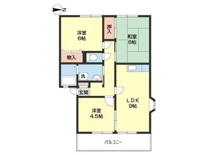 サンガーデン南こざいか(3LDK/2階)の間取り写真