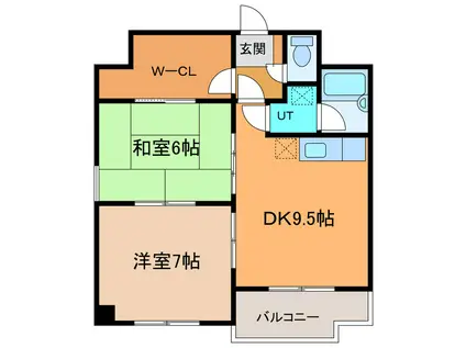 ヴェルデ(2DK/3階)の間取り写真