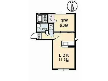ラ・パルテール新屋敷 I(1LDK/1階)の間取り写真