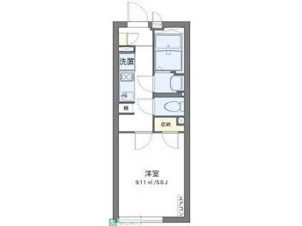 クレイノレーヴディソール(1K/2階)の間取り写真