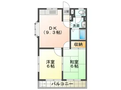 ラ・エスペール707(2DK/3階)の間取り写真