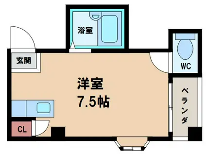 ラグランデル(ワンルーム/4階)の間取り写真