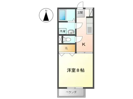 ハイム・ピアニッシモ B(1K/1階)の間取り写真