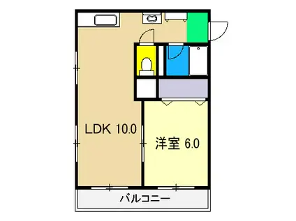 福徳ハイツ(1LDK/3階)の間取り写真