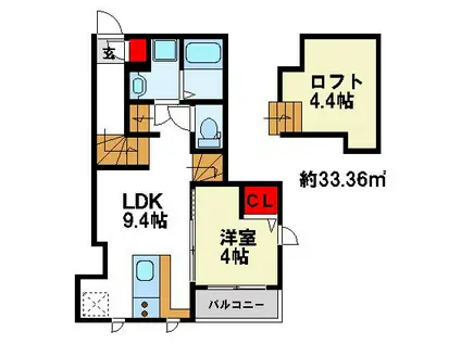 MIKE(1LDK/2階)の間取り写真
