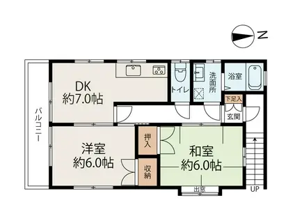 春日部南アパート(2DK/2階)の間取り写真