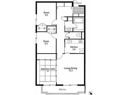 RUSSE田端不動坂(3LDK/2階)の間取り写真