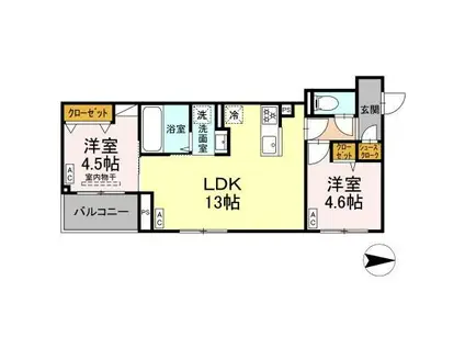グラナーデ中葛西III(2LDK/2階)の間取り写真