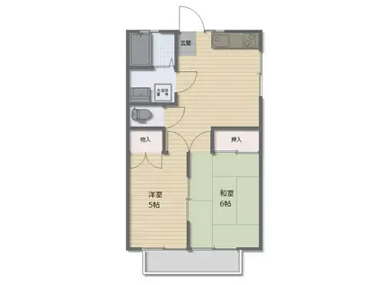 フラッツT6(2DK/1階)の間取り写真