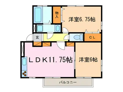 リビングタウン香久山A棟(2LDK/1階)の間取り写真